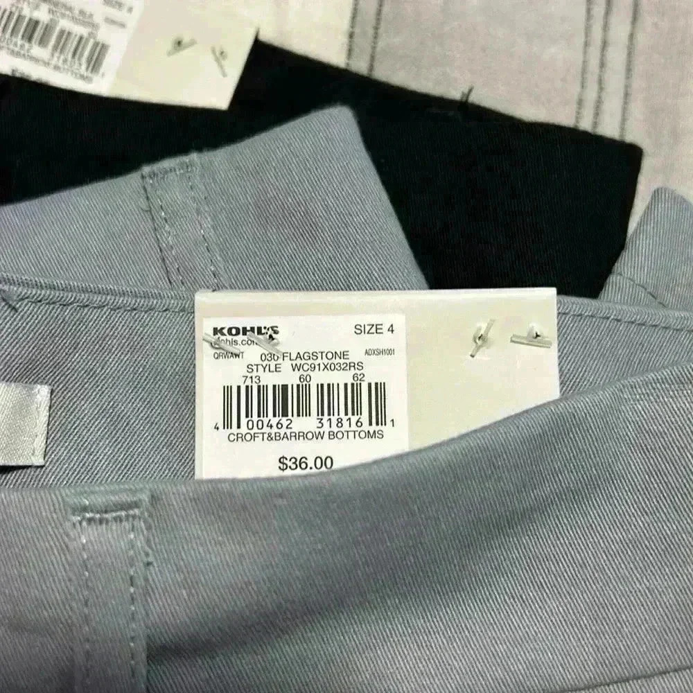 Croft & Barrow New with Tags Women’s Capri Mid Rise Size 4 Black and Gray - Picture 9 of 9